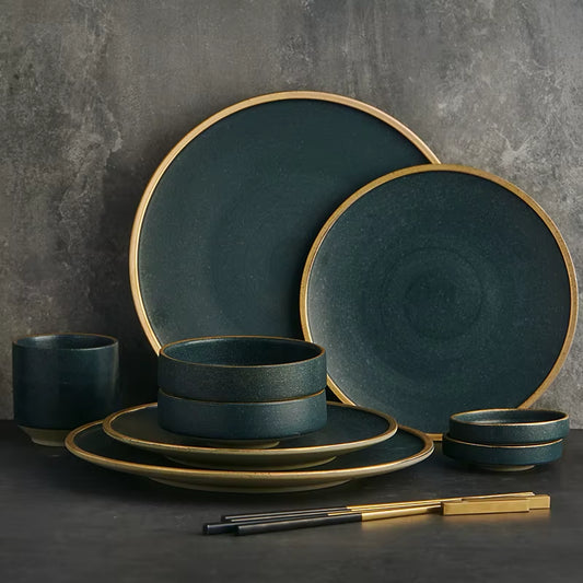 Ceramic Tablware Cutlery Set 2/4 Person Use Family Cutlery Restaurant Serves Western Dishes Plates Bowl