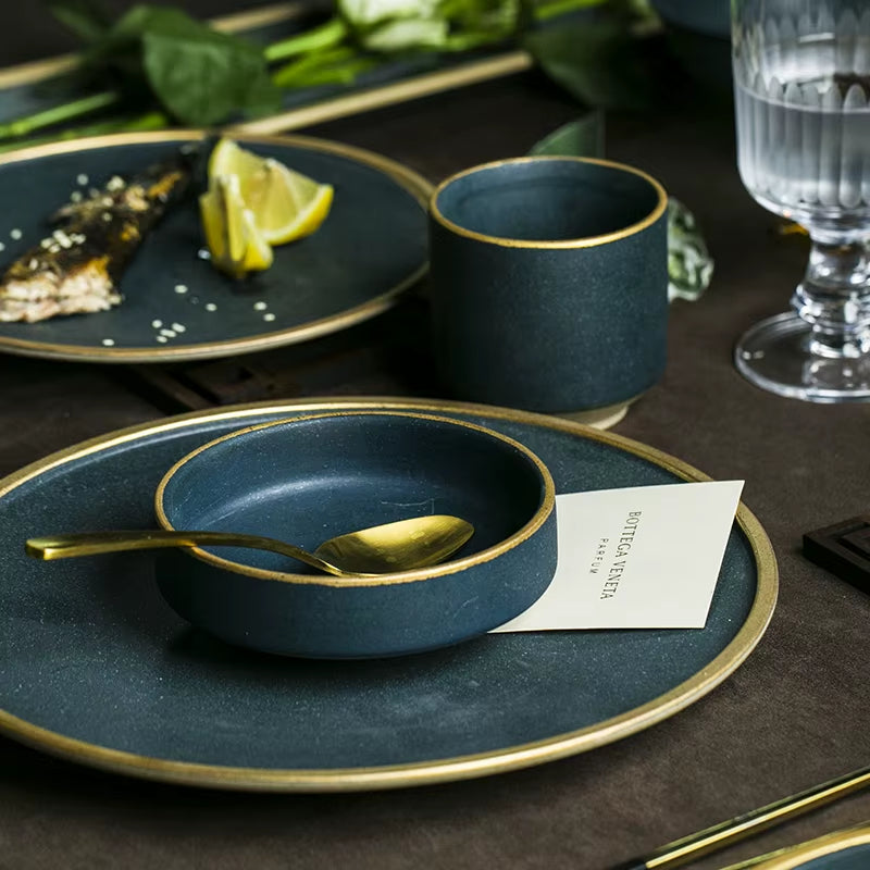 Ceramic Tablware Cutlery Set 2/4 Person Use Family Cutlery Restaurant Serves Western Dishes Plates Bowl